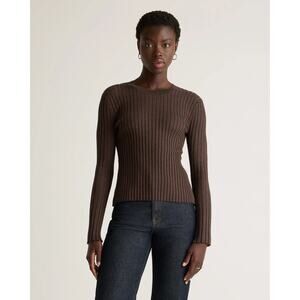 Quince nwot Cotton Cashmere Ribbed Long Sleeve Sweater XS Color: Mocha Heather